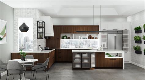 Luxury Loft Kitchen With Walnut Veneer Cabinets Dura Supreme Cabinetry