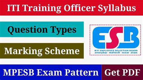 MPESB ITI Training Officer Syllabus 2024 Check Exam Pattern Marking