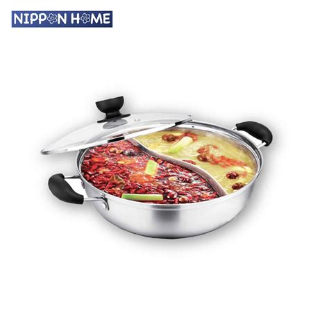 Household Stainless Steel 2in1 YuanYang Hot Pot 28CM Nippon Home