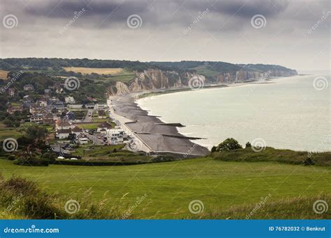 Beach in Dieppe area stock photo. Image of landmark, green - 76782032