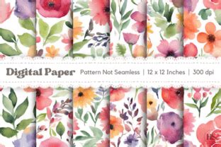 Watercolor Flowers Digital Paper Pack Graphic By Heyv Studio