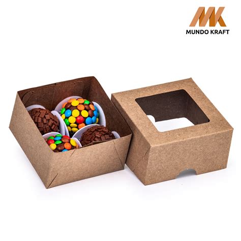 20 Un Caixa Para 4 Doces Brigadeiros Trufas Brownie Lembrancinha Visor