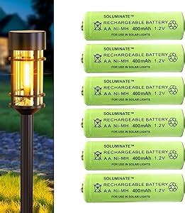 Soluminate Rechargeable AA Solar Light Batteries 400mAh For Outdoor