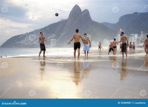 Group Of Brazilians Playing Altinho Futebol Beach Football Editorial