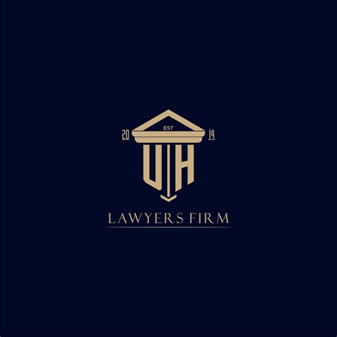 Uh Initial Monogram Lawfirm Logo With Pillar Design Vector Art