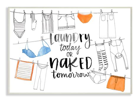 Gracie Oaks Laundry Today Naked Tomorrow Phrase Vintage Clothesline