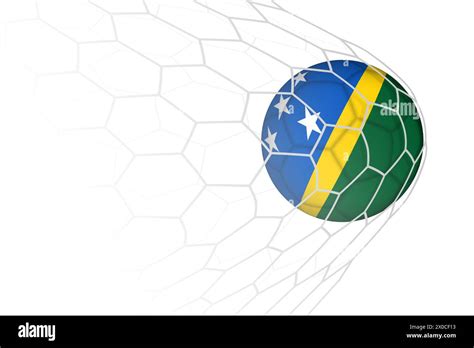 Solomon Islands Flag Soccer Ball In Net Vector Sport Illustration