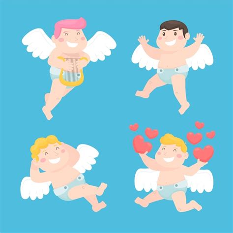 Colecci N De Personajes De Cupido Plano Vector Gratis