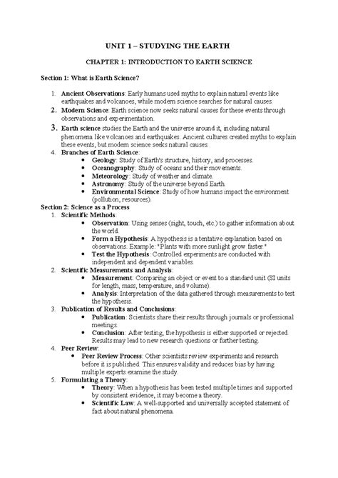 UNIT 1 - Earth Science (Reviewer) - UNIT 1 – STUDYING THE EARTH CHAPTER