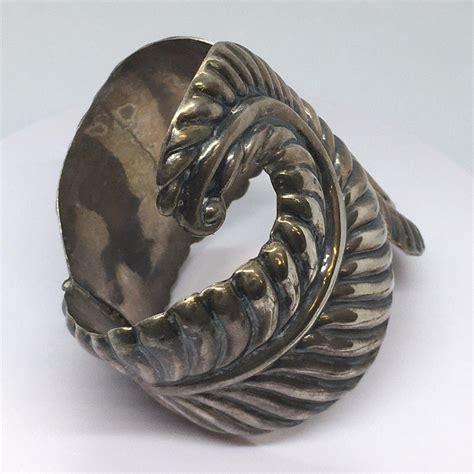 Vintage Mexico Taxco 925 Sterling Silver Hinged Cuff Bracelet 68.4 Grams For Sale at 1stDibs ...