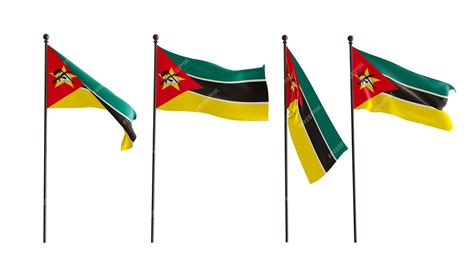 Bandeiras 3d De Moçambique De 4 Tipos Bandeira De Mozambique Com Fundo Branco Ilustrador 3d