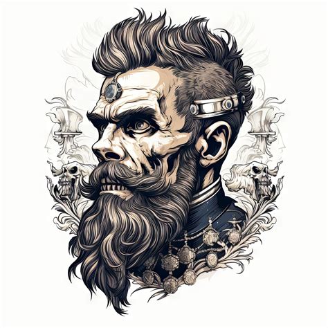 Premium AI Image | Illustration of a styled skull art tattoo design