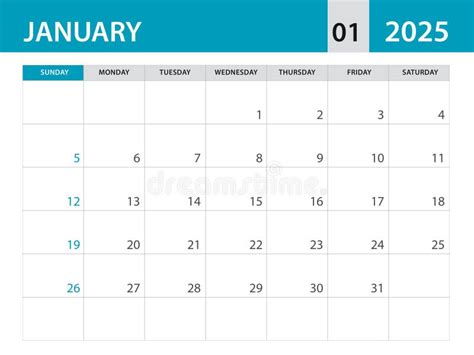 January 2025 Template Calendar 2025 Template Vector Planner Monthly