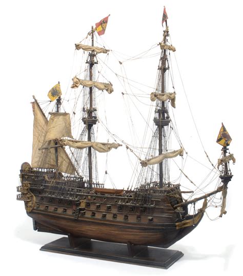 A Three Masted Man Of War Ship Model 20th Century Christies