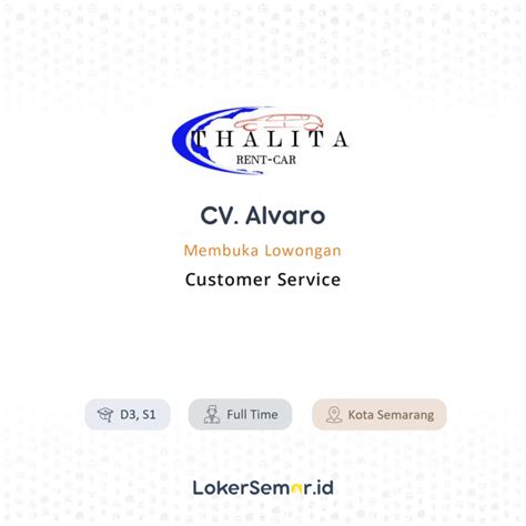 Lowongan Kerja Customer Service Di CV Alvaro LokerSemar Id