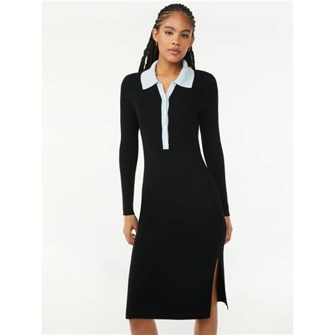 Free Assembly Womens Polo Sweater Midi Dress