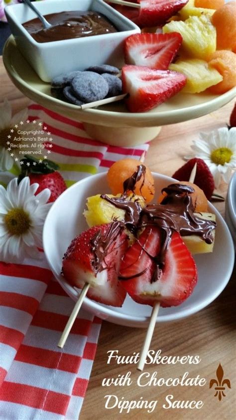 Fruit Skewers With Chocolate Fruit Skewers Dessert For Dinner