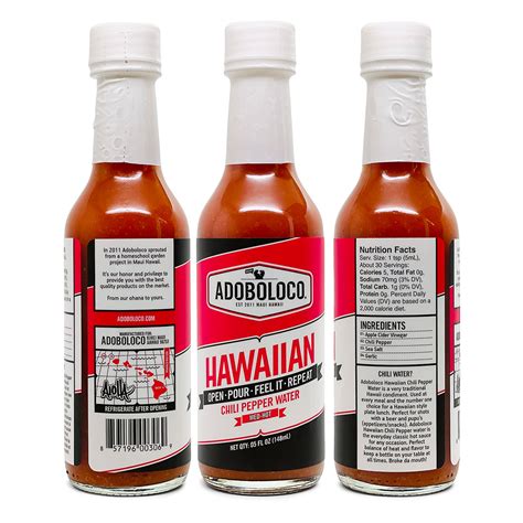 Hot Sauce Hawaiian Chili Pepper Adoboloco Maui Hawaii Super Premium
