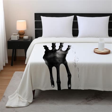 Premium AI Image | black bed with scary bedsheet on it