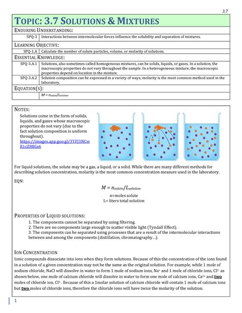 3 7 Solutions Mixtures 3 1 TOPIC 3 SOLUTIONS MIXTURES ENDURING