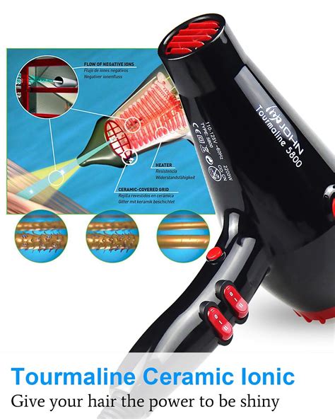 John Tourmaline 5800 Ceramic Ionic Professional Hair Dryer 2200w Powerful Fast Drying Blow Dryer