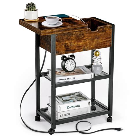 Buy Orgxpert Flip Top End Table With Charging Station Mobilizable