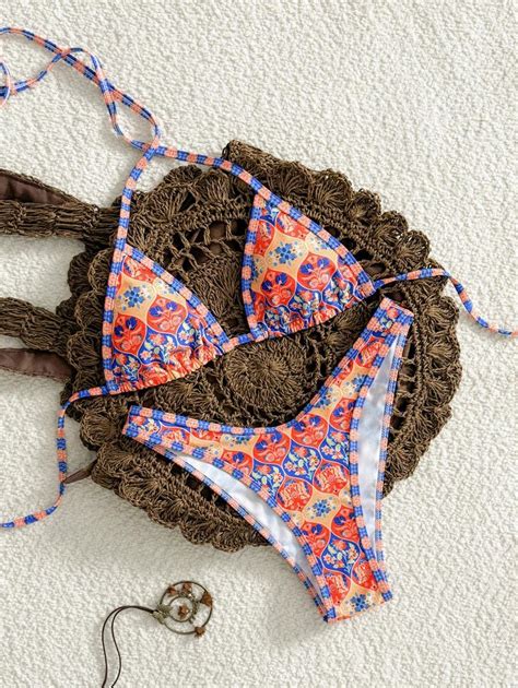 Shein Pcs Springbreak Women Sexy Multicolor Vacation Bikini Set Shein