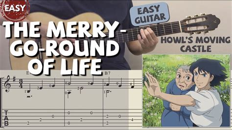 The Merry Go Round Of Life Howl’s Moving Castle Easy Guitar [notation Tab] Youtube