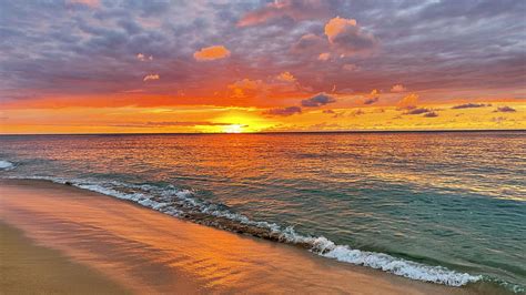 Sunset Beach Oahu Hawaii Usa Coast Colors Clouds Sky HD