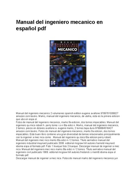 Marks Manual Del Ingeniero Mec Nico Manual Del Ingeniero Mecanico En