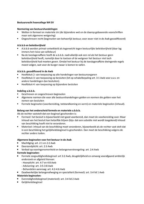 Bestuursrecht Hc W4 Hoorcollege Bestuursrecht Hoorcollege W4 Sv