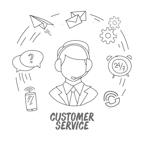 Premium Vector Call Center Service Vector Illustration Hand Drawn