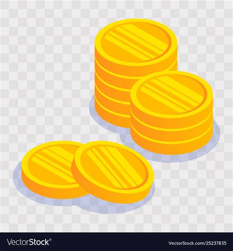 Gold coin stack on light transparent background Vector Image