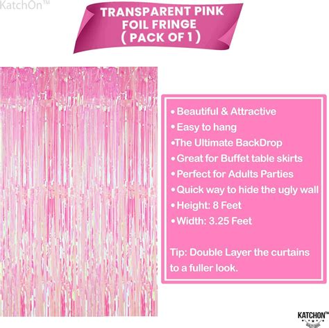 KatchOn XtraLarge Pink Iridescent Fringe Curtain 3 2x8 Feet