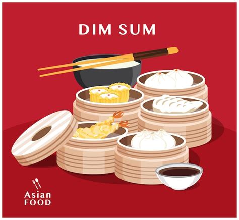 Premium Vector Dim Sum Menu Set Asian Food Illustration