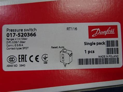 Jual DANFOSS RT116 Pressure Switch RT 116 Jakarta Barat Gesha