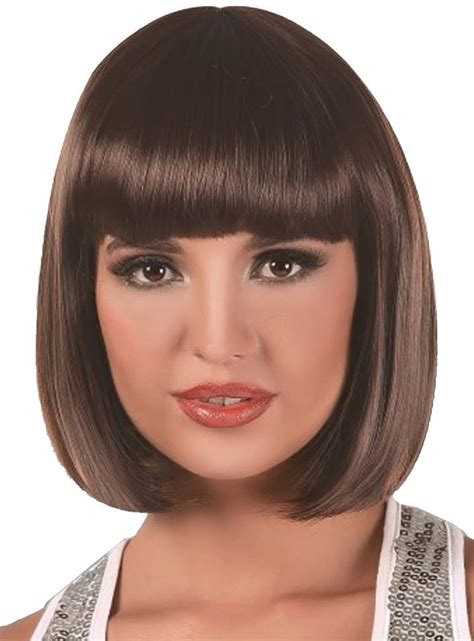 Womens Short Brown Bob Wig Brown Bob Costume Wig With Fringe