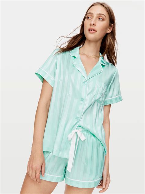 Aqua Penny Stripe Chic Satin Pj Set