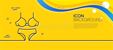 Lingerie Line Icon Breast Bra And Panties Sign Minimal Line Yellow Banner Vector Stock
