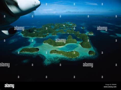 Aerial View Of The Famed Rock Islands Of Palau Micronesia Stock Photo