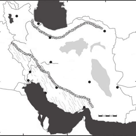 Map of Iran showing Elburz and Zagros mountains (adapted from... | Download Scientific Diagram