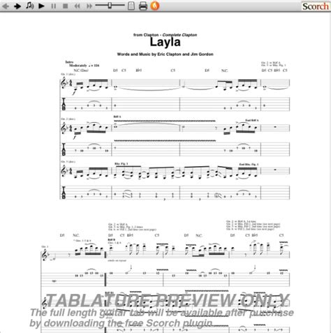 Eric Clapton Layla Guitar Tab Free Eric Clapton Guitar Tabs