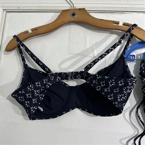 Athleta Bikini Bathing Suit Set Underwire Blue White Depop