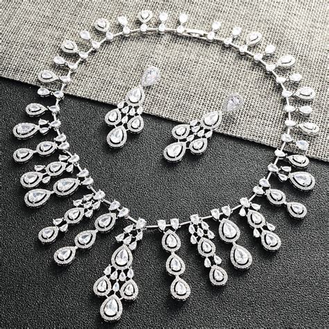 Luxury Cubic Zirconia Necklace And Earring Set Online Only