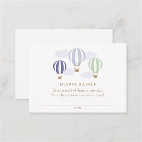 Blue Hot Air Balloons Diaper Raffle Ticket Enclosure Card Zazzle