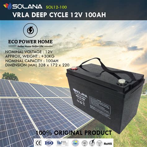 Jual Solana Vrla Deep Cycle V Ah Aki Kering Dry Accu Battery