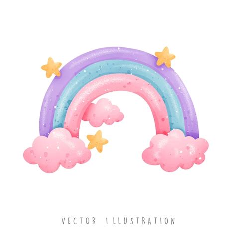 Ilustración de vector de acuarela unicornio arco iris Vector Premium