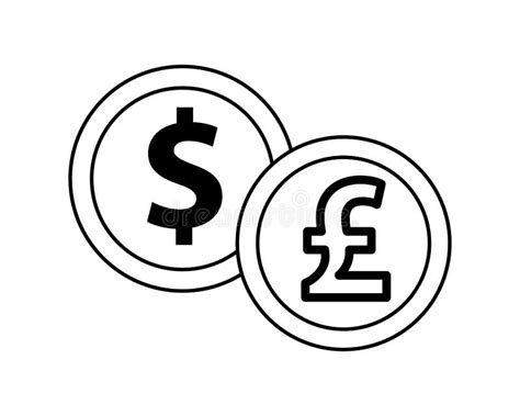 Dollar and Sterling Pound Coins Icons Stock Vector - Illustration of ...