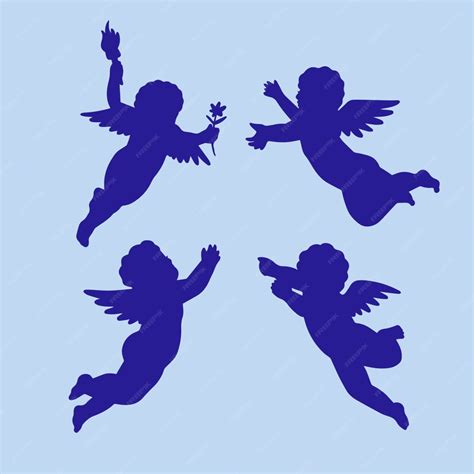 Free Vector | Hand drawn baby angel silhouette illustration