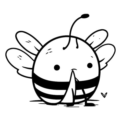 Premium Vector Cute Cartoon Bee With Big Eyes And Wings Vector